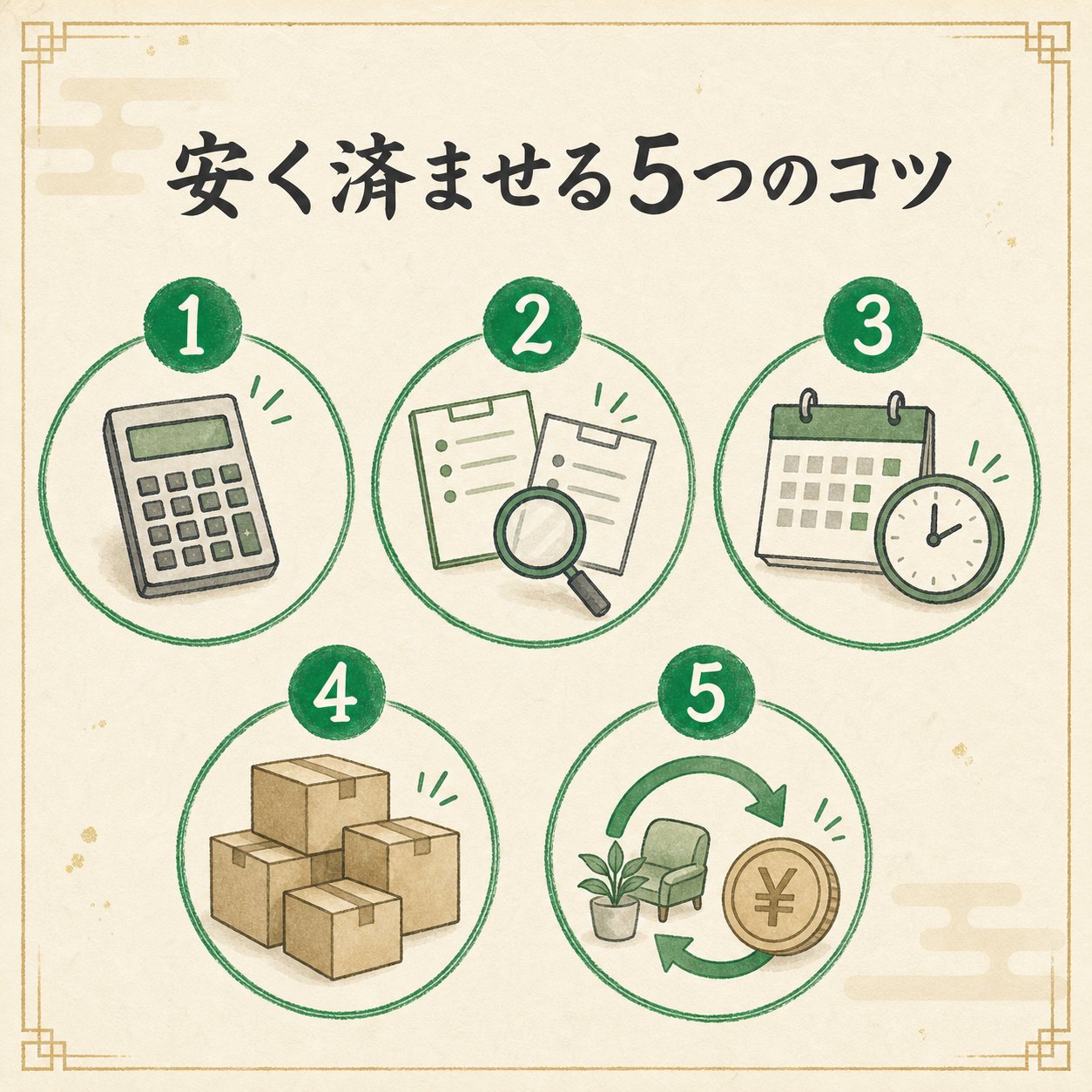 不用品回収を安く済ませる5つのコツのイメージ