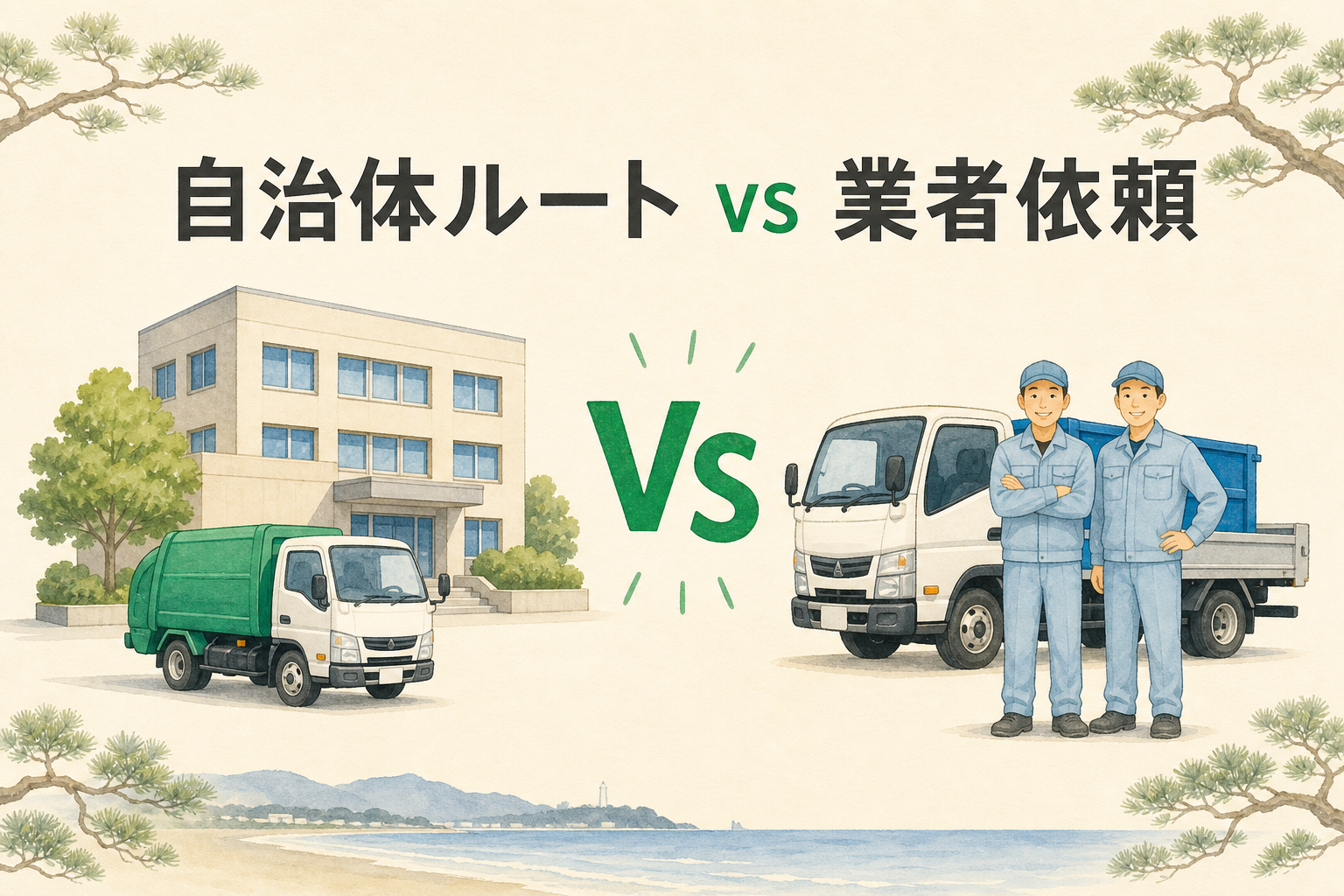 茅ヶ崎市の粗大ごみと不用品回収業者依頼の比較イメージ
