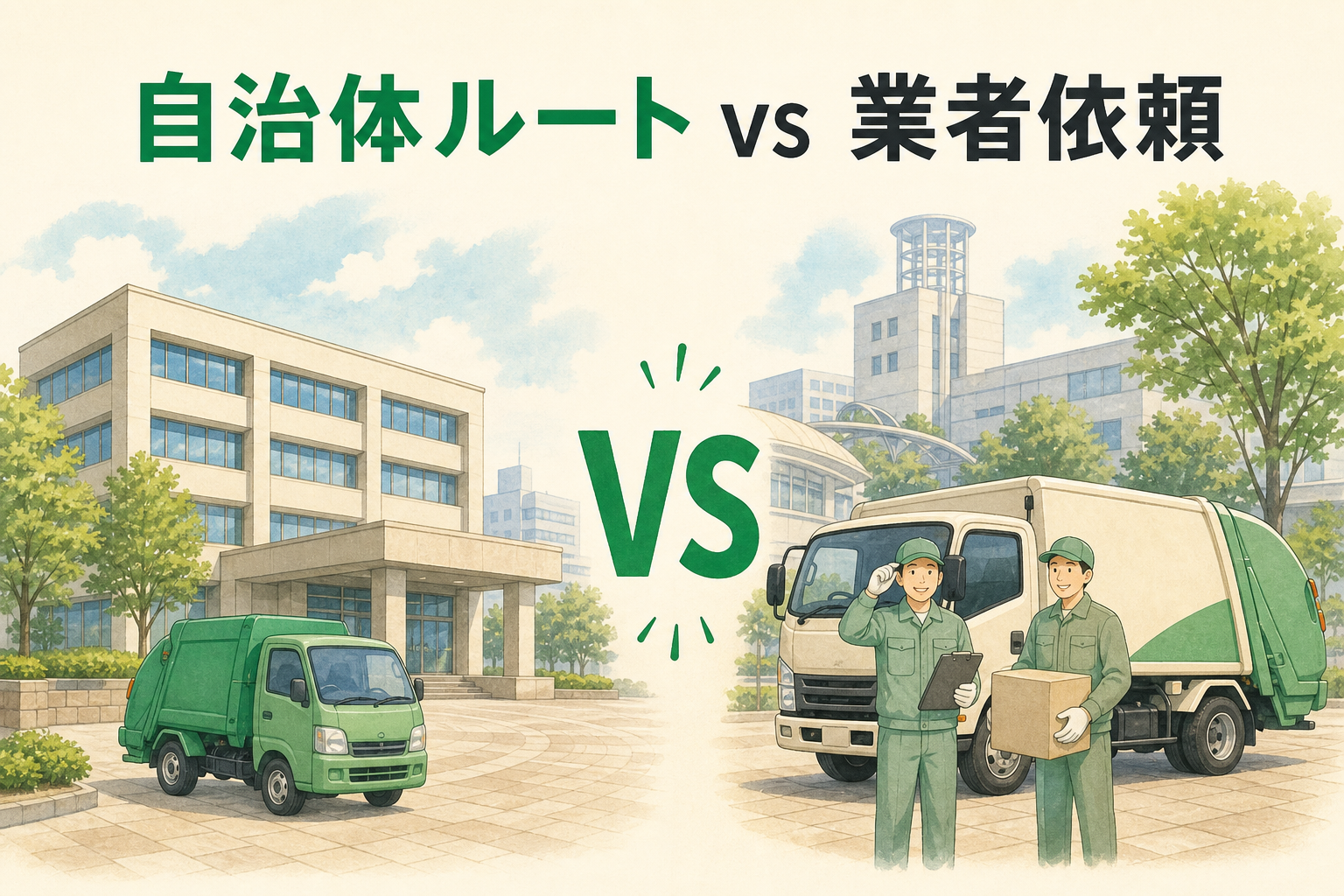 海老名市の粗大ごみと不用品回収業者依頼の比較イメージ