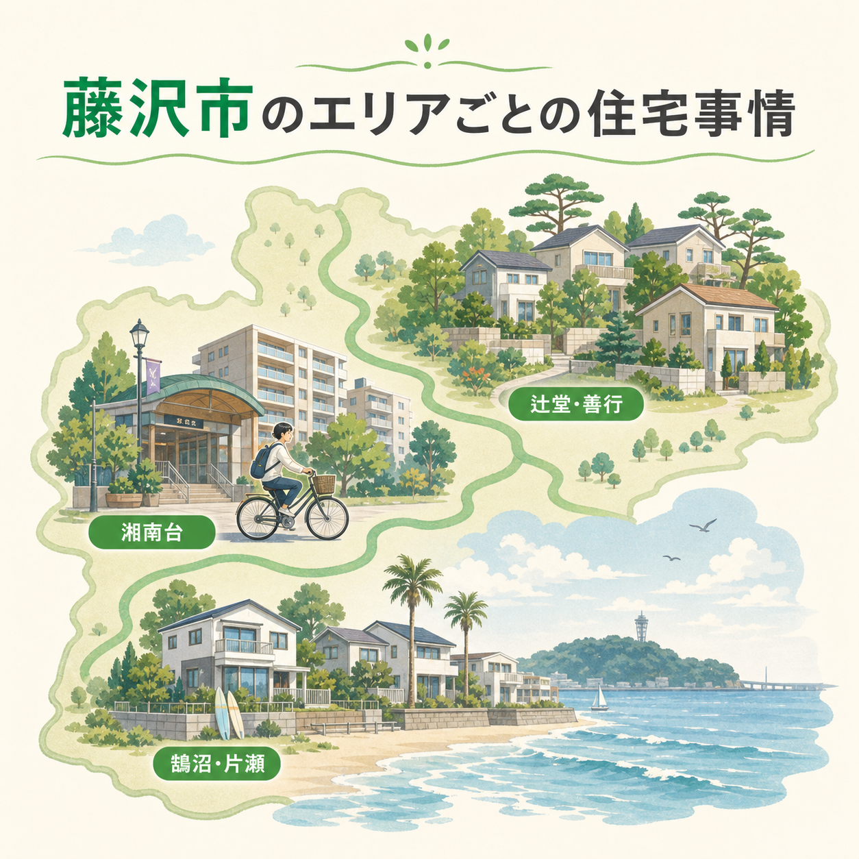 藤沢市のエリアごとの住宅事情:湘南台・辻堂・善行・鵠沼・片瀬