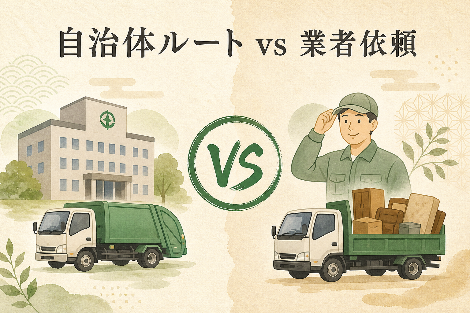 小田原市の粗大ごみと不用品回収業者依頼の料金・サービス比較図