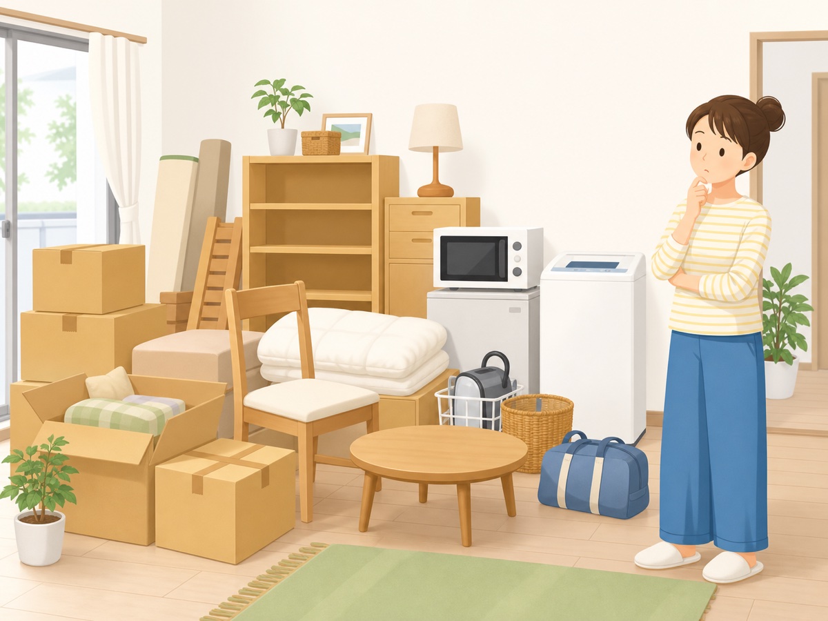 引越しで不用品処分が大変になる様子