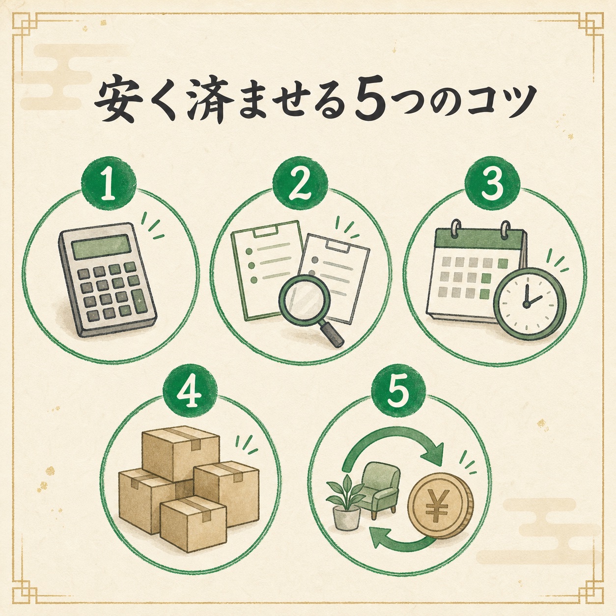 不用品回収を安く済ませる5つのコツのイメージ