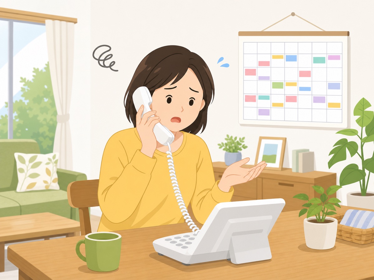粗大ごみの電話予約がつながらず困る様子