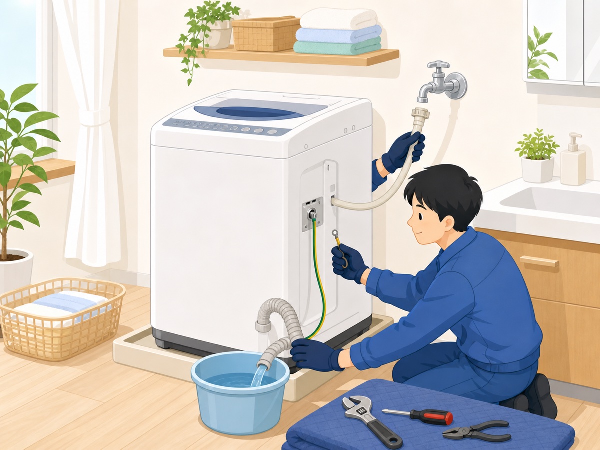 洗濯機の取り外し・水抜きと搬出