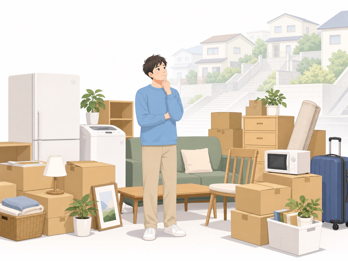 引越しで不用品処分が大変になる様子
